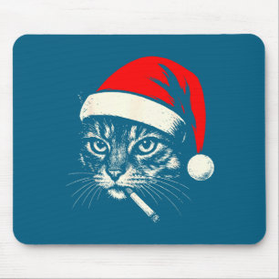Tapis De Souris Chat vintage fumant une cigarette Noël Chat Père N
