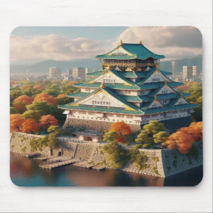Tapis De Souris Château d'Osaka Paysage Japon Voyage Vintage