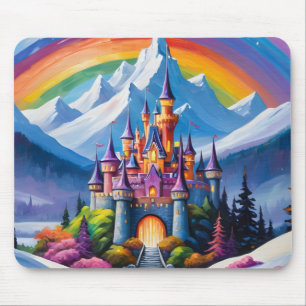 Tapis De Souris Château en arc-en-ciel enchanté