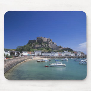Tapis De Souris Château Mont Orgueil et port, Gorey, Jersey