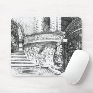 Tapis De Souris Château pencilart Monochrome noir & blanc