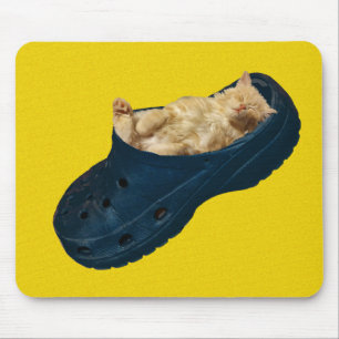 Tapis De Souris Chaton À Dormir En Chaussure Croc, Mousepad
