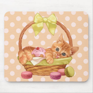 Tapis De Souris Chaton de macaron et de petit gâteau
