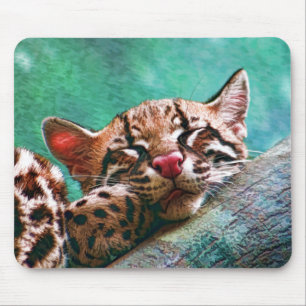 Tapis De Souris Chaton mignon d'Ocelot de bébé de sommeil