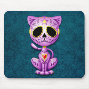 Tapis De Souris Chaton pourpre et bleu de sucre de zombi