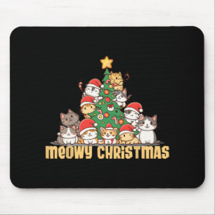 Tapis De Souris Chats amusants Arbre de Noël Meowy Xmas Enfants ga