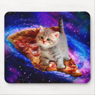 Tapis De Souris Chats dans la pizza spatiale