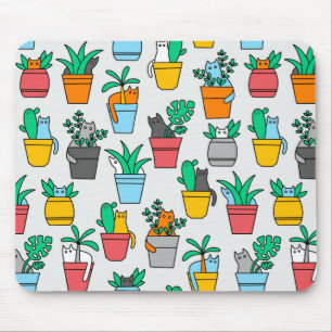 Tapis De Souris Chats dans les pots à fleurs