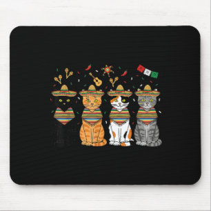 Tapis De Souris Chats de Cinco De Mayo Drôle Sombrero Fête Mexicai