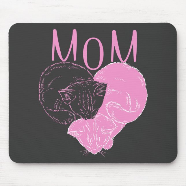 Tapis De Souris Chats de coeur MOM rose (Devant)