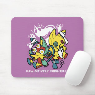 Tapis De Souris Chats déplaisants Halloween Art : Paw-sitly Fright