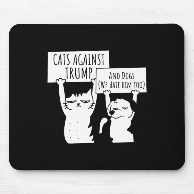 Tapis De Souris Chats Et Chiens Contre Trump (Devant)