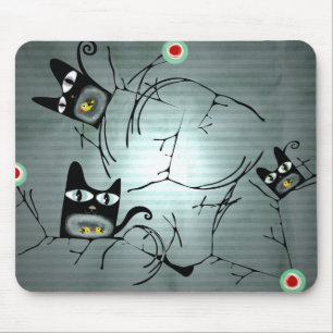 Tapis De Souris Chats et colombes affamés, branches du soleil de 
