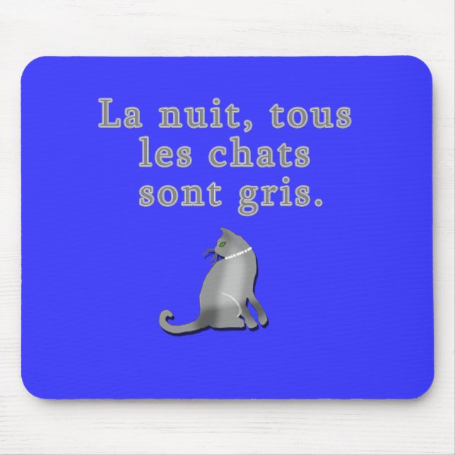 Tapis De Souris Chats français indiquant des produits (Devant)