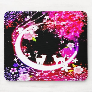 Tapis De Souris Chats funky dans Moon Garden