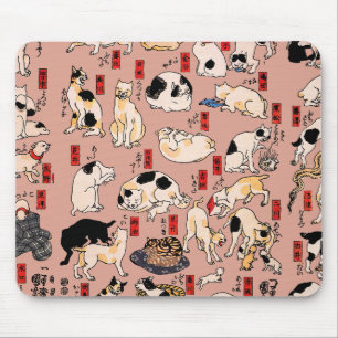Tapis De Souris chats japonais Ukiyo-e Funny kitty