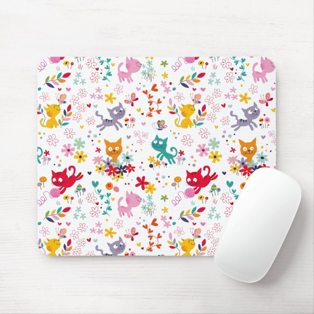 Tapis De Souris Chats mignons et amusants (Avec souris)