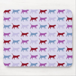 Tapis De Souris Chats mignons illustrés marchant violet Motif