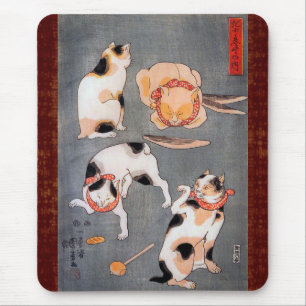 Tapis De Souris Chats (Neko) en différents Poses Utagawa Kuniyoshi