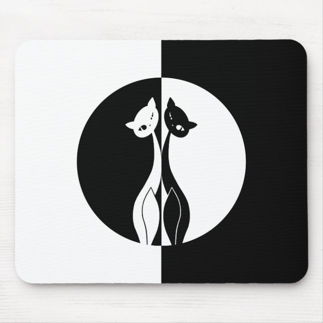 Tapis De Souris Chats noirs et blancs (Devant)