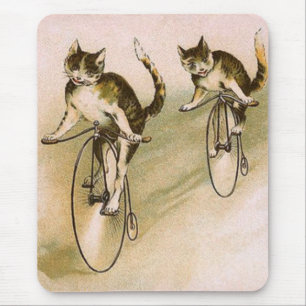 Tapis De Souris Chats Vintage sur Vélos