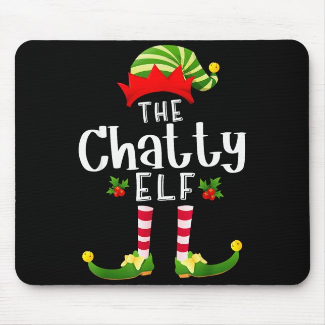 Tapis De Souris Chatty Christmas Elf Matching Pajama X-mas Party  (Devant)
