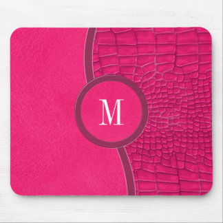 Tapis De Souris Chaud rose Faux Cuir Alligator Peau Chic Monogramm
