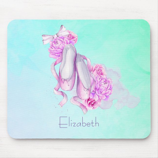 Tapis De Souris Chaussons de ballet couleur rose personnalisée (Devant)