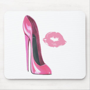 Tapis De Souris Chaussure stylet rose et baiser
