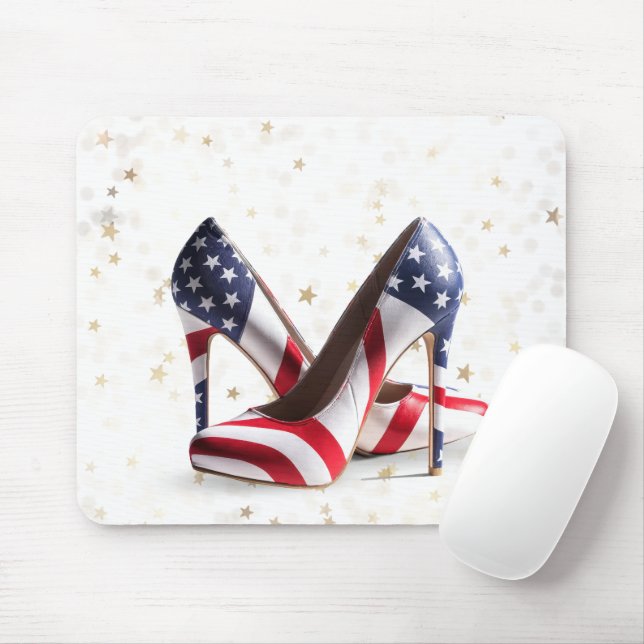 Tapis De Souris Chaussures à talons hauts drapeau américain (Avec souris)