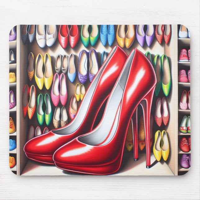 Tapis De Souris Chaussures Rouges Dans Le Closet (Devant)