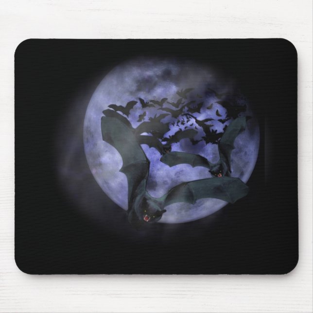 Tapis De Souris Chauves-souris d'Halloween volant une nuit de Plei (Devant)