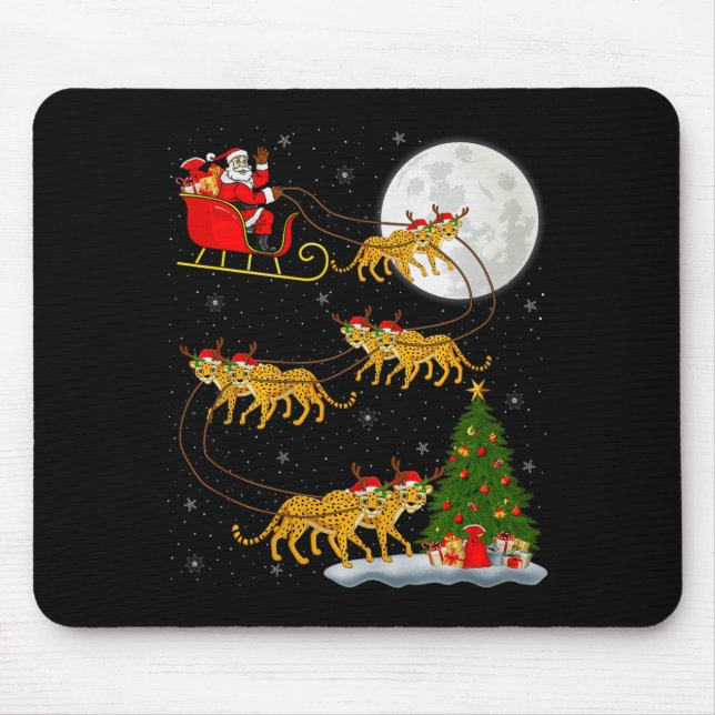 Tapis De Souris Cheetah Santa Sleigh Flying Funny Magical Christma (Devant)