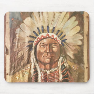 Tapis De Souris Chef indien Sitting Bull