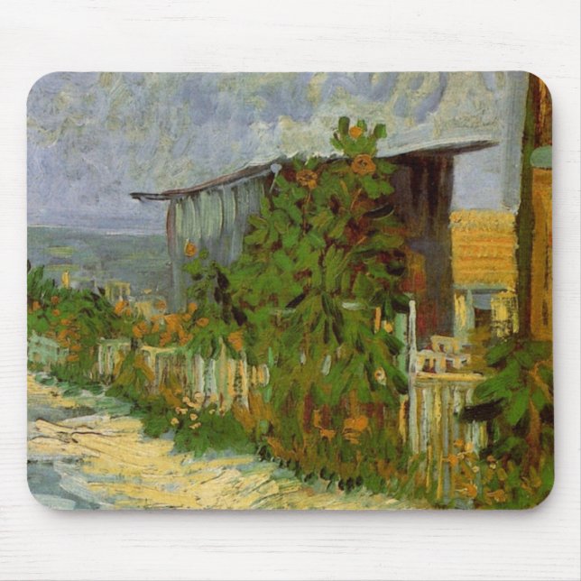 Tapis De Souris Chemin Montmartre et tournesols par Vincent van Go (Devant)
