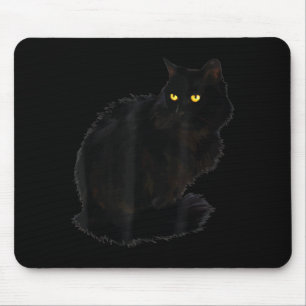 Tapis De Souris Chemise Chat Noir Femmes Yeux Jaunes Sombres Hallo