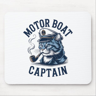 Tapis De Souris Chemise de capitaine de bateau à moteur chat drôle