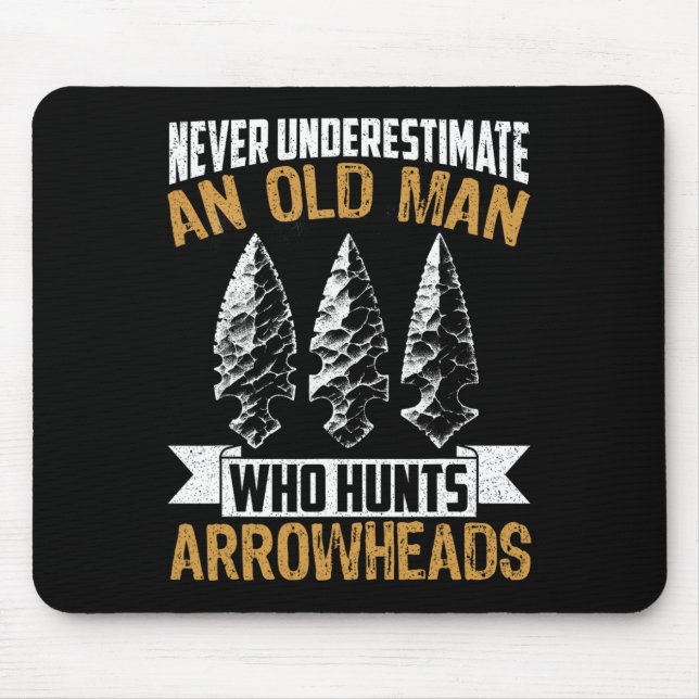 Tapis De Souris Chemise de chasse Arrowhead Vieux homme Grand-père (Devant)