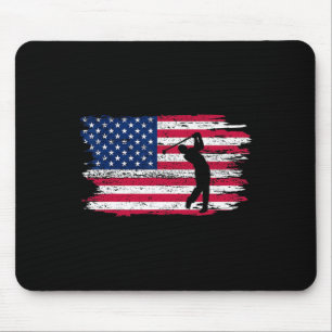 Tapis De Souris Chemise de golf drapeau américain 4 juillet golfeu