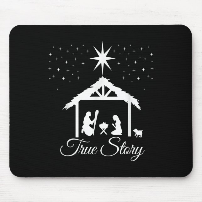 Tapis De Souris Chemise de la Nativité de Noël Histoire vraie Scèn (Devant)