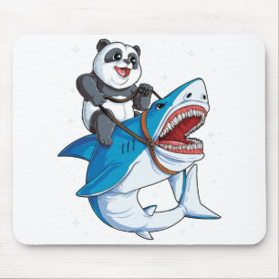 Tapis De Souris Chemise de requin Panda Riding pour hommes femmes 
