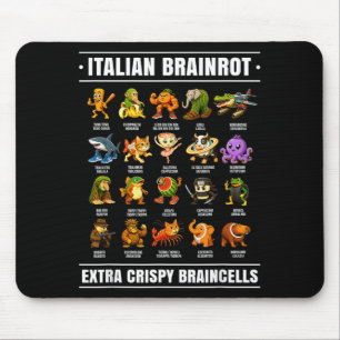 Tapis De Souris Chemise surréaliste de cerveau italien drôle alpha
