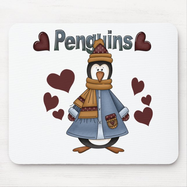 Tapis De Souris Chemises et cadeaux de manchots d'hiver (Devant)