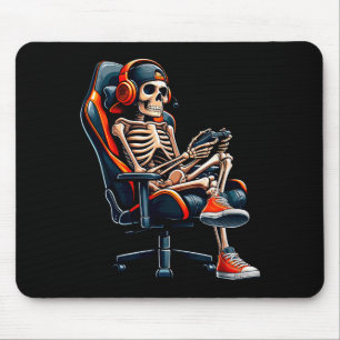 Tapis De Souris Chemises Halloween Squelette Joueur de jeu vidéo G