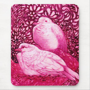 TAPIS DE SOURIS CHÈQUES BLANCHES EN FUCHSIE ROSE