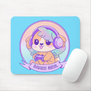 Tapis De Souris Cher Kawaii Vidéo Joueur fille chien