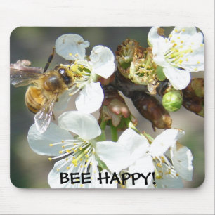 Tapis De Souris Cherry Blossoms and Bees Bee Happy 