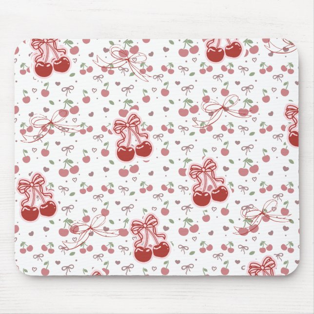 Tapis De Souris Cherry Bow Mousepad – Cute Desk Acessory (Devant)