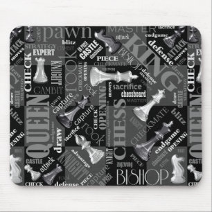 Tapis De Souris Chess Terms and Pieces Black and White ID784