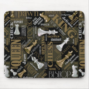 Tapis De Souris Chess Terms and Pieces Silver and Gold ID784